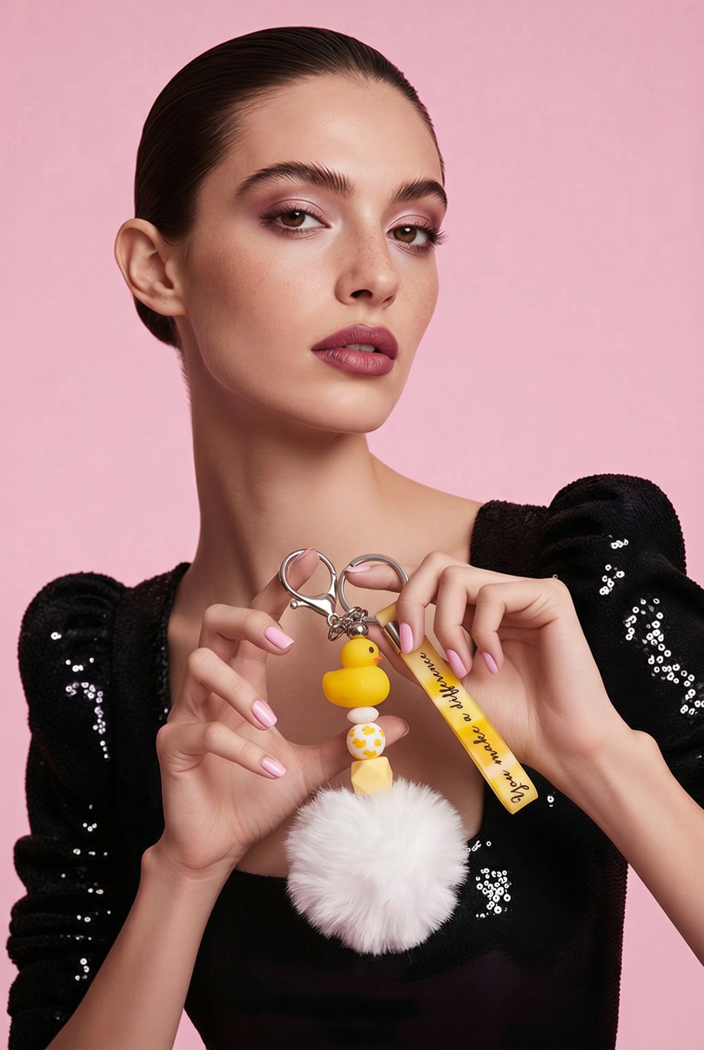 Yellow Ducky Keychain Wristlet – “You Make a Difference” Strap
