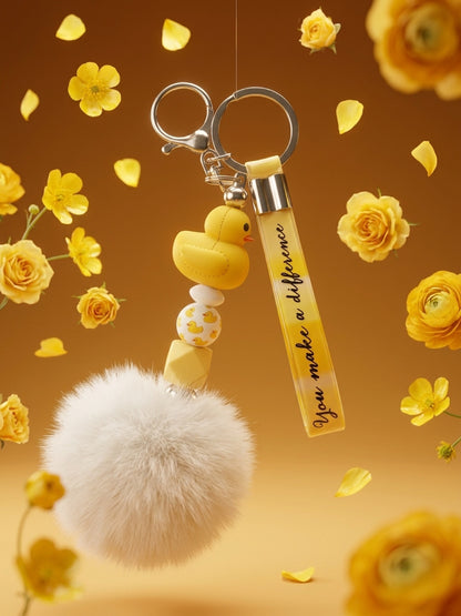 Yellow Ducky Keychain Wristlet – “You Make a Difference” Strap