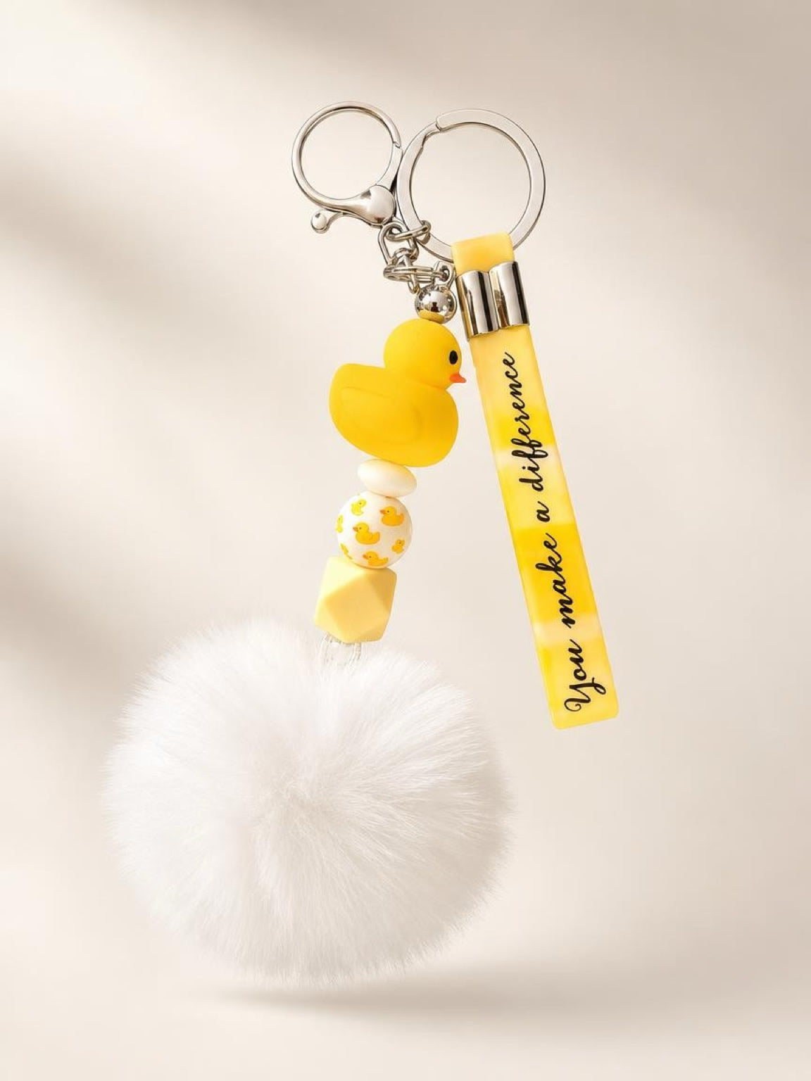 Yellow Ducky Keychain Wristlet – “You Make a Difference” Strap