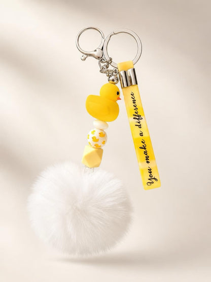 Yellow Ducky Keychain Wristlet – “You Make a Difference” Strap