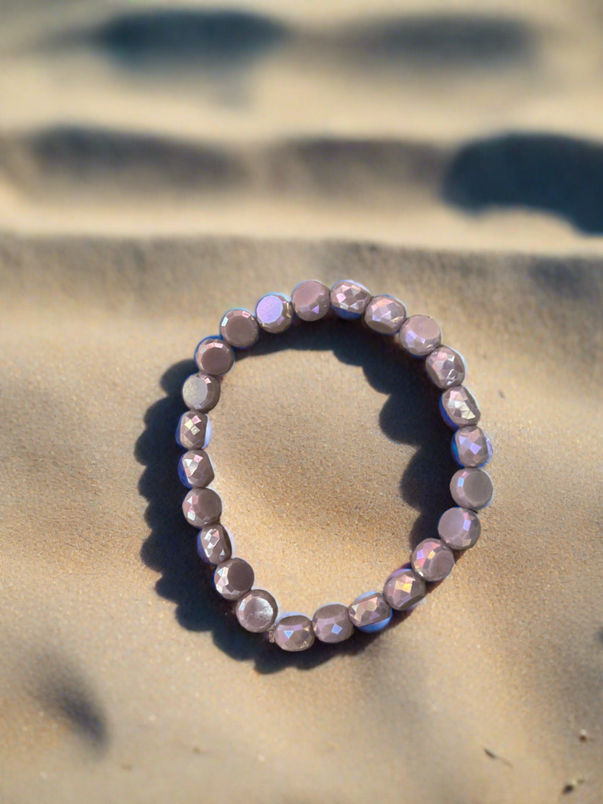 Purple faceted Marbled Faux Stone beaded Stretch braceletPink tiful of LOVE