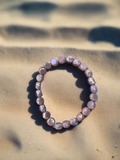 Purple faceted Marbled Faux Stone beaded Stretch braceletPink tiful of LOVE