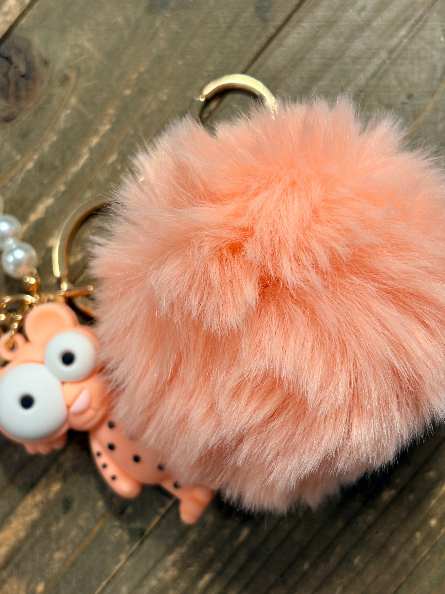 Silly Peach Critter Pearl Wristlet Keychain
