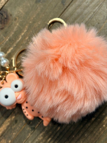 Silly Peach Critter Pearl Wristlet Keychain