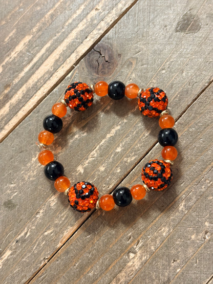 Rhinestone Basketball Beaded Stretch Bracelet