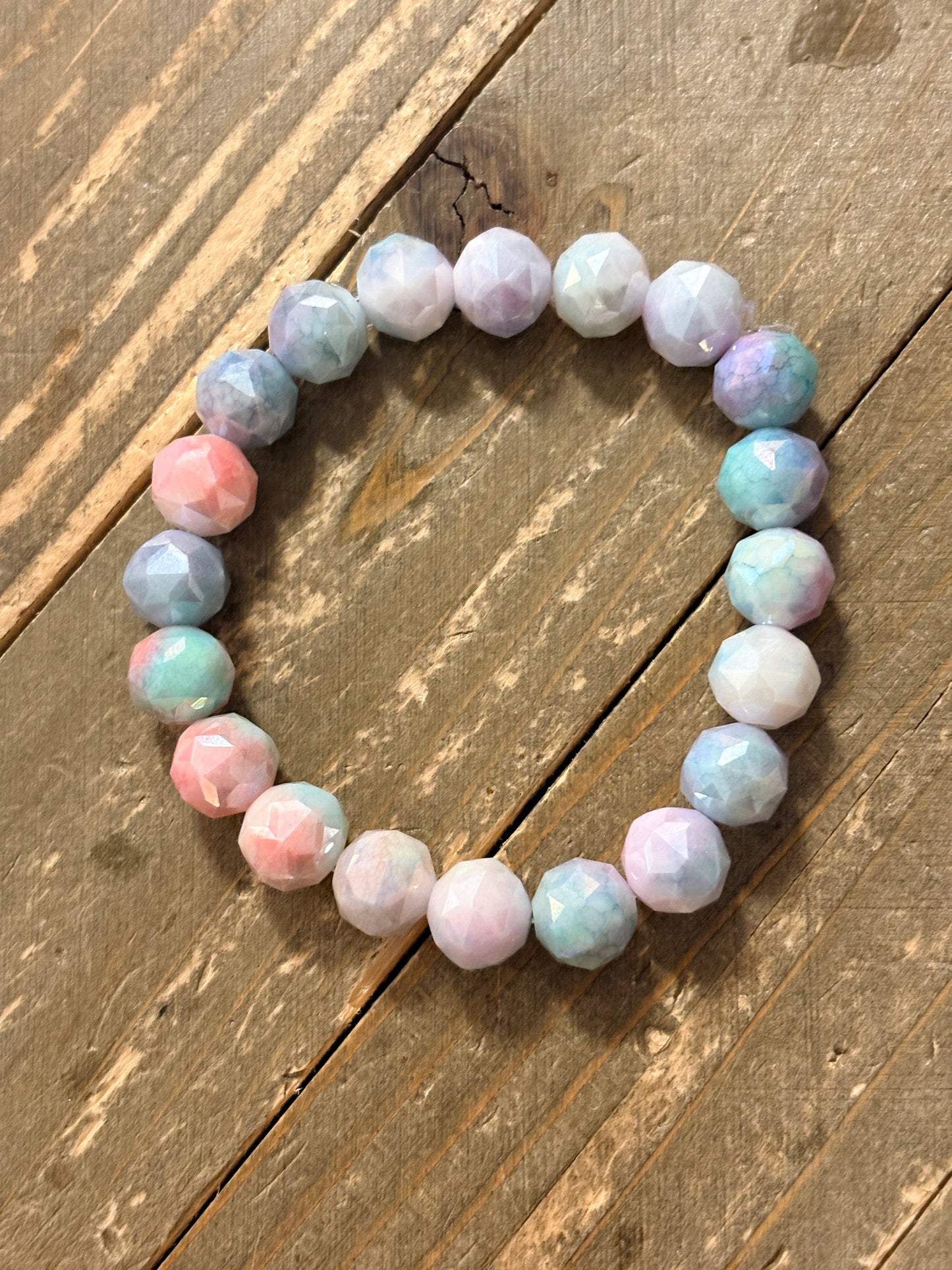 Pastel AB Dyed Glass Beaded Stretch Bracelet