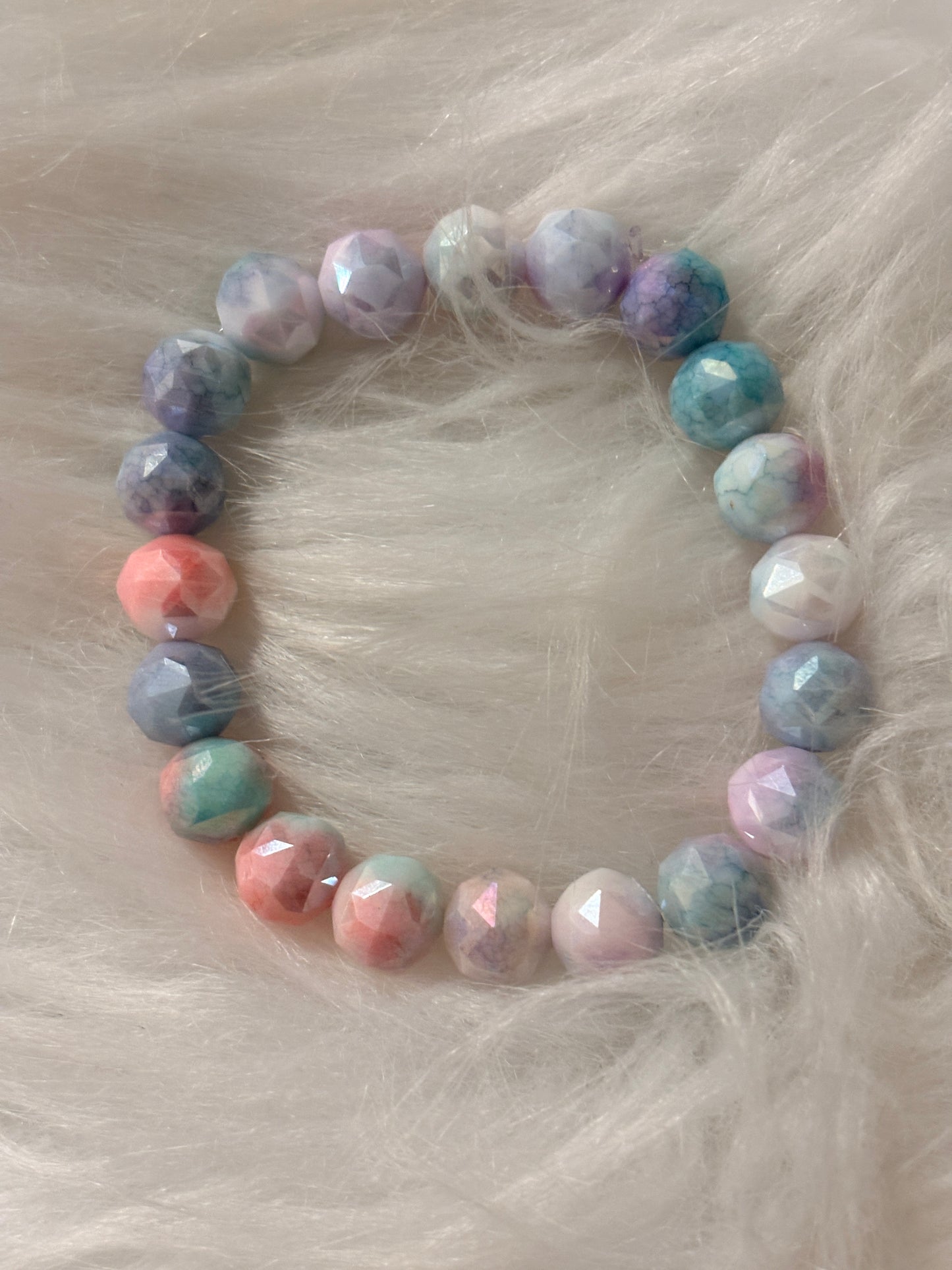 Pastel AB Dyed Glass Beaded Stretch Bracelet