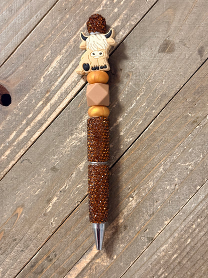 Highland Cow Beadable Pen