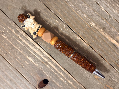 Highland Cow Beadable Pen