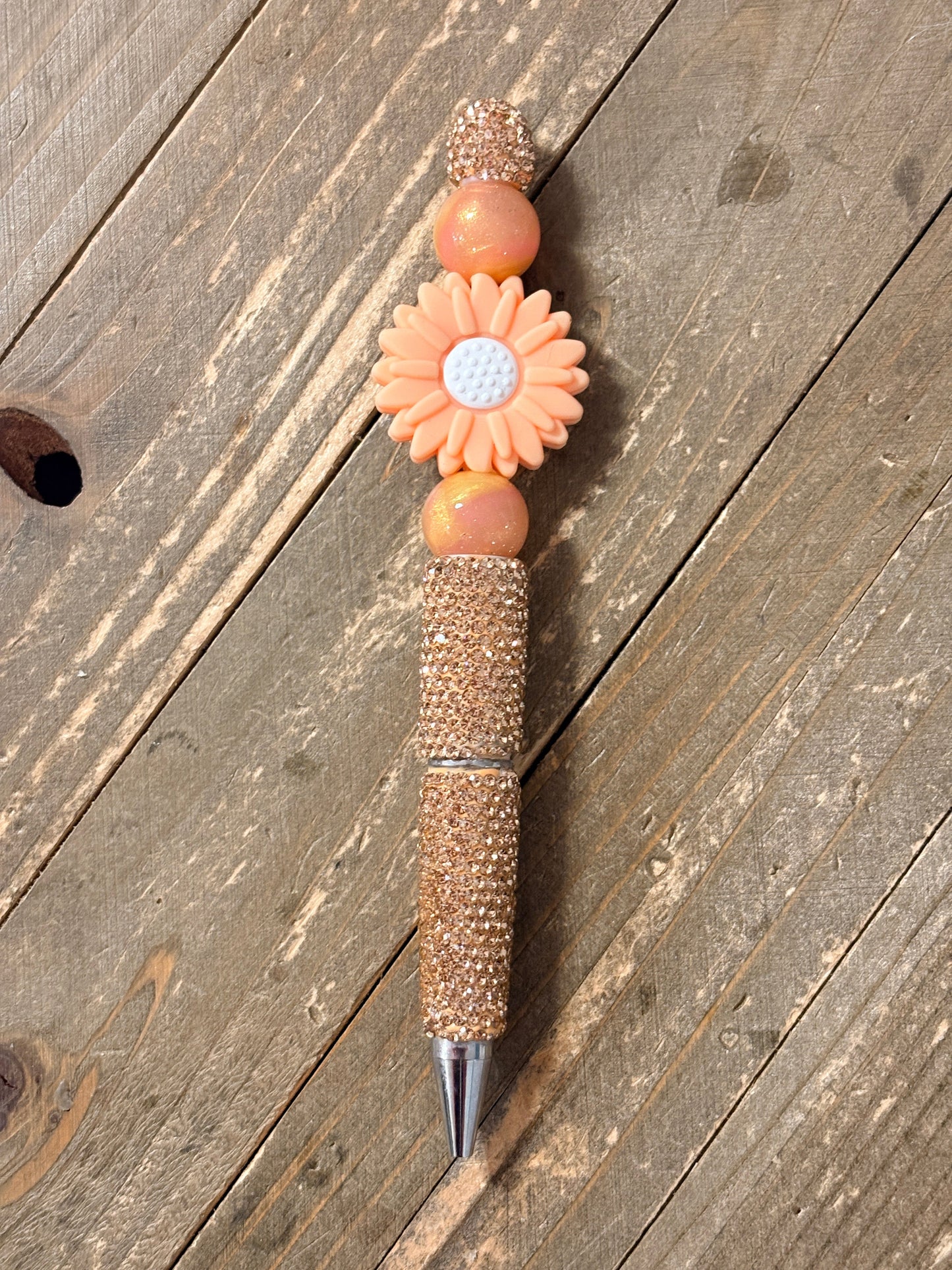 Peach Daisy Beadable Pen