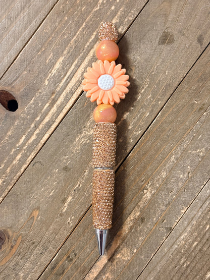 Peach Daisy Beadable Pen