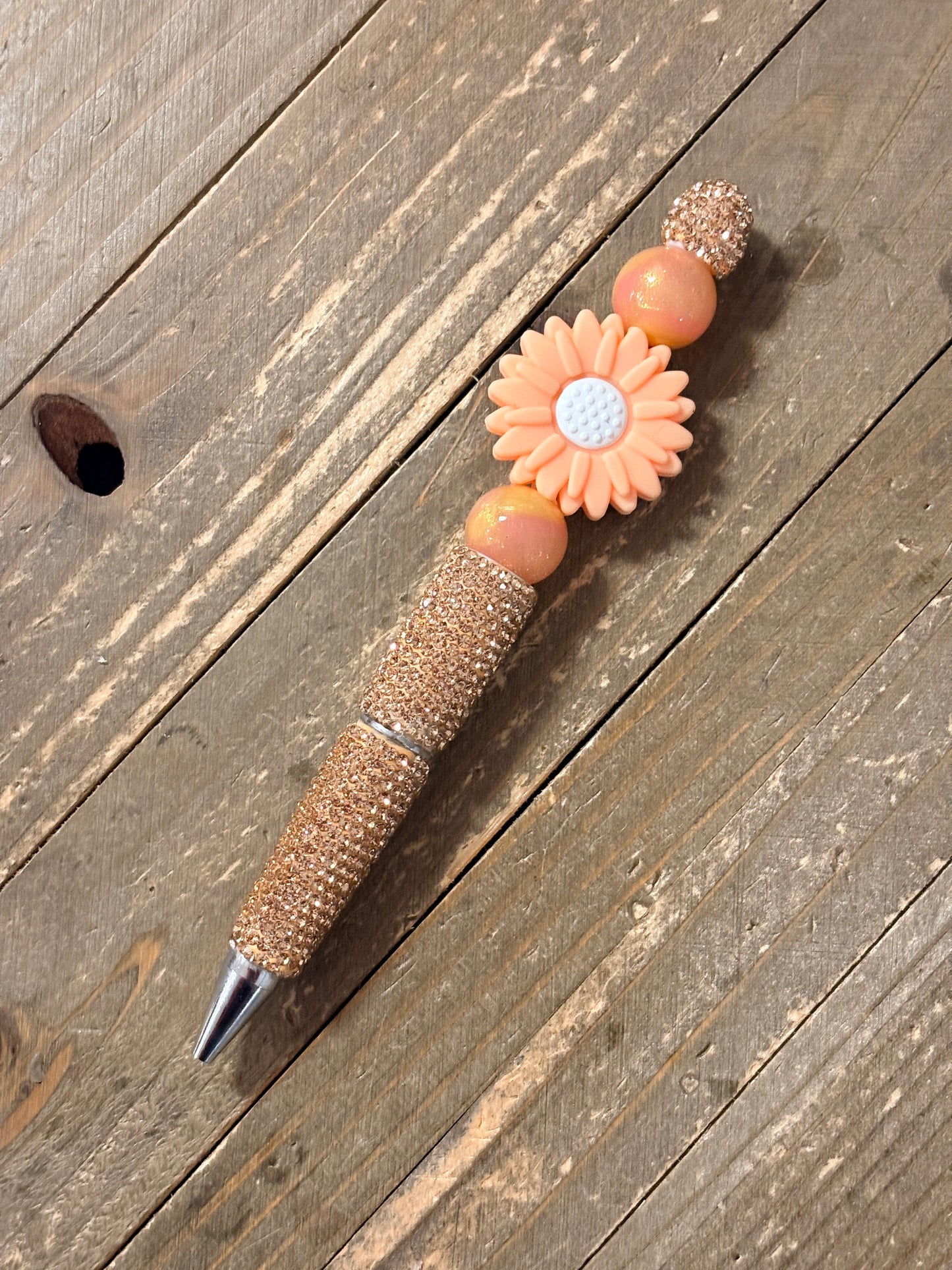 Peach Daisy Beadable Pen