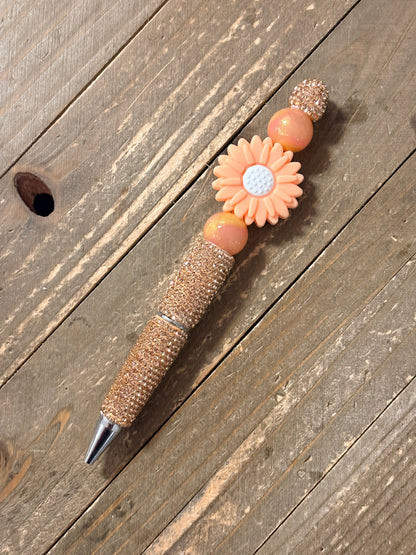 Peach Daisy Beadable Pen