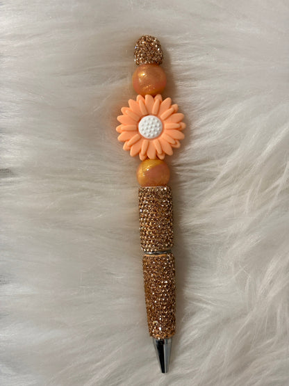 Peach Daisy Beadable Pen