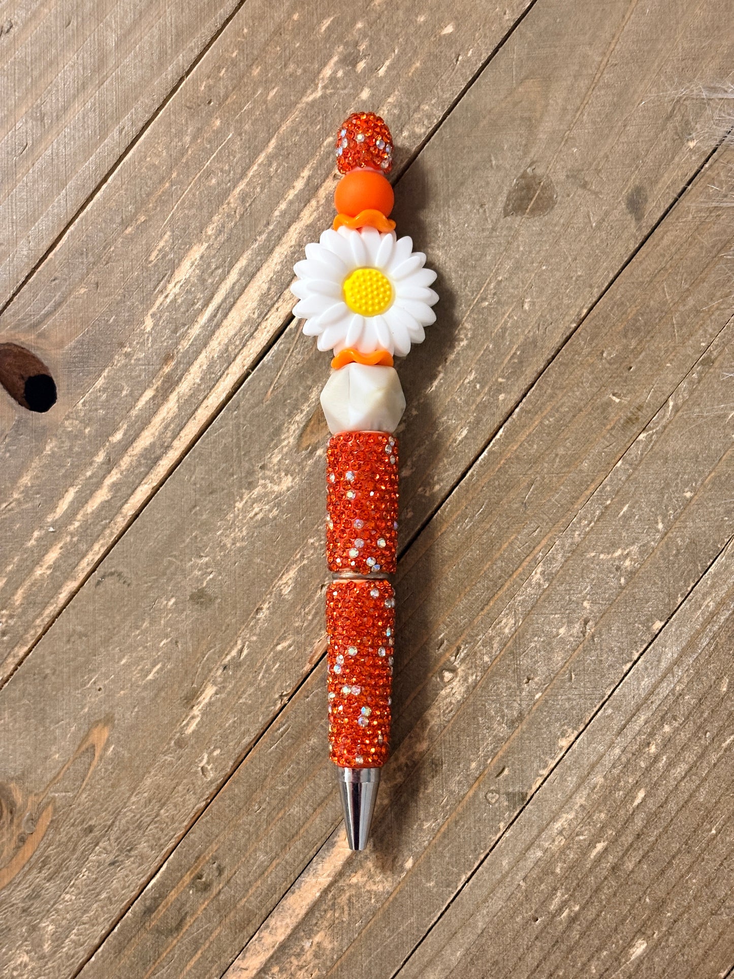 White Daisy Beadable Pen