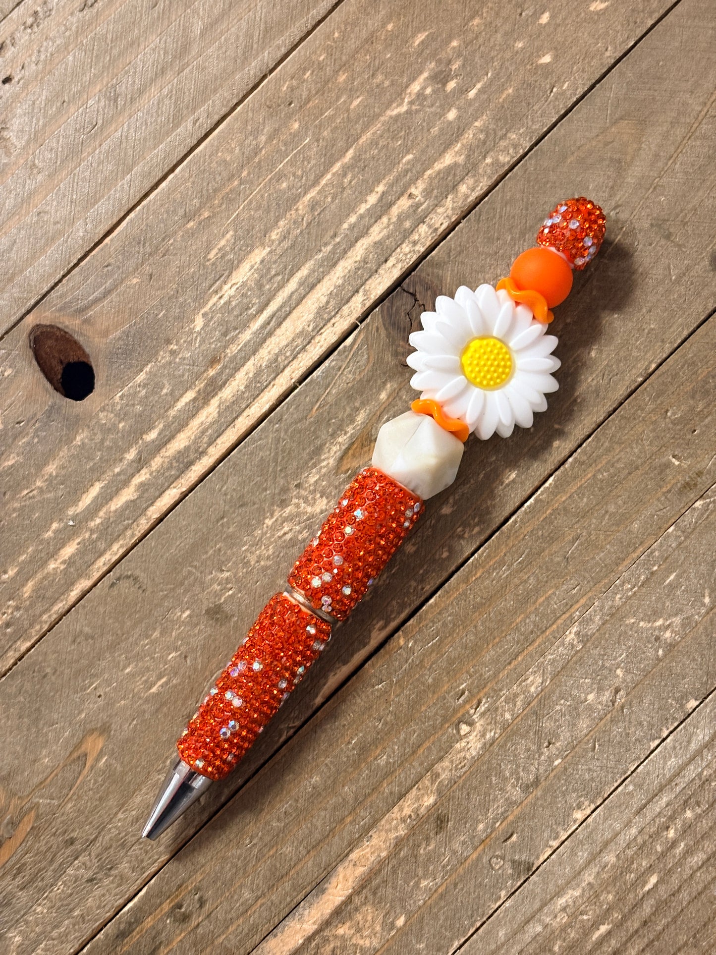 White Daisy Beadable Pen