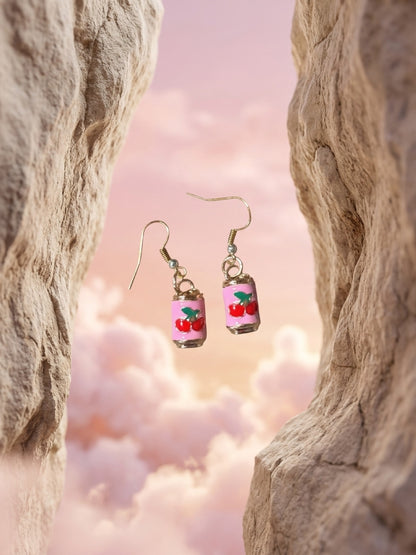 Cherry Soda Can Charm Dangle Earrings