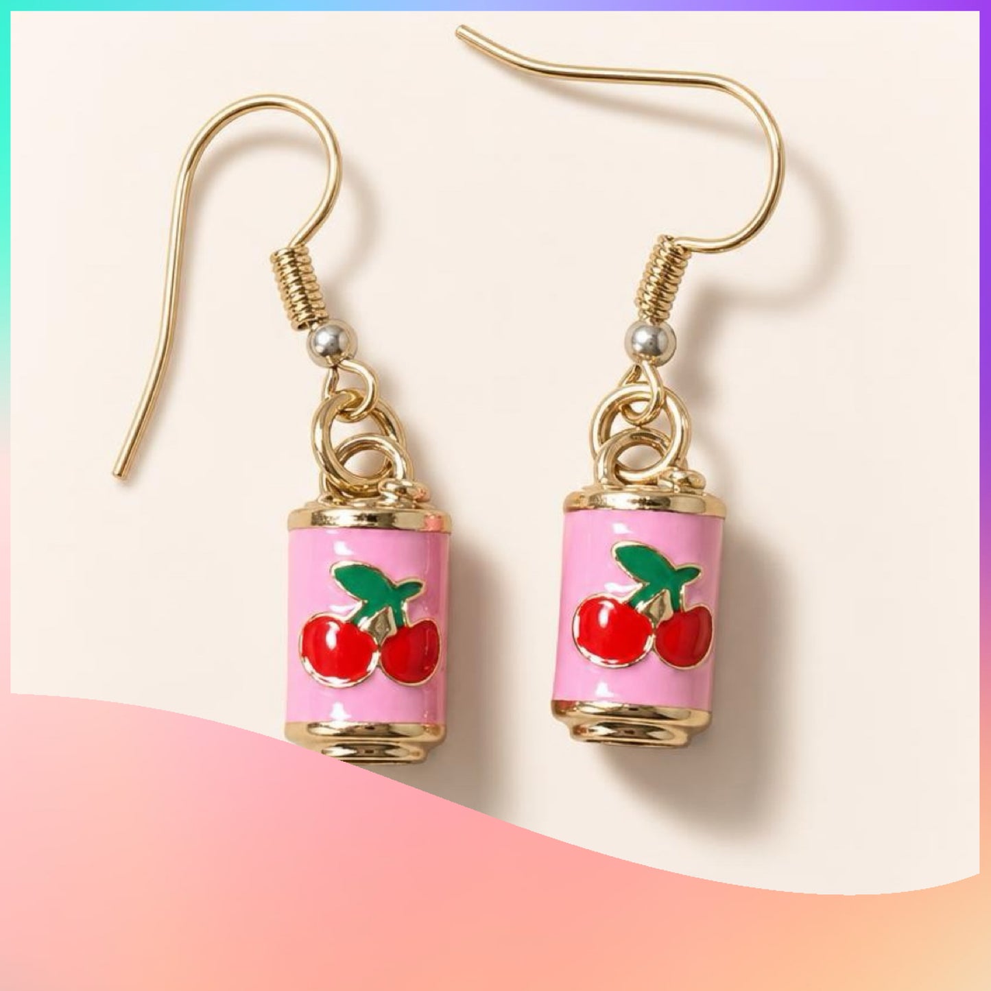 Cherry Soda Can Charm Dangle Earrings
