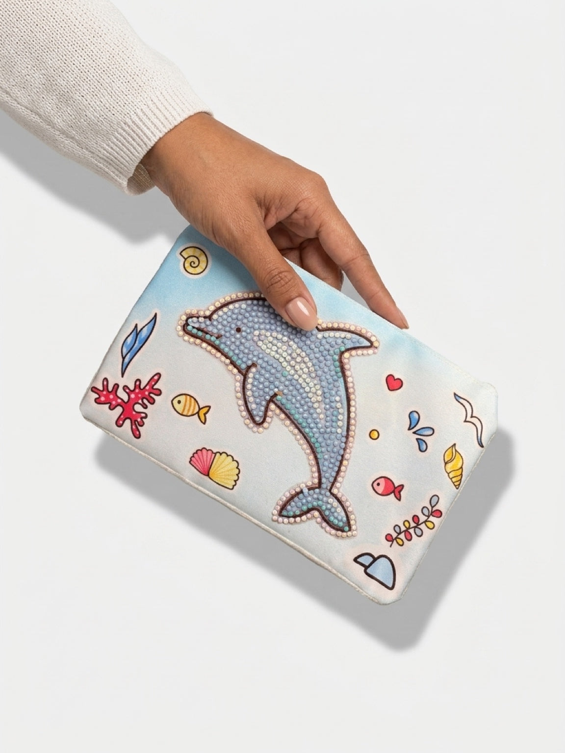 Dolphin Diamond Art Zippered Pouch