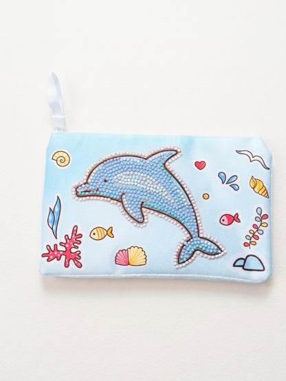 Dolphin Diamond Art Zippered Pouch