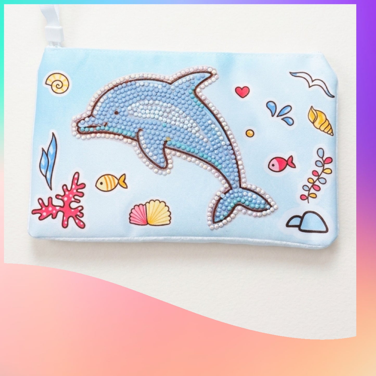 Dolphin Diamond Art Zippered Pouch