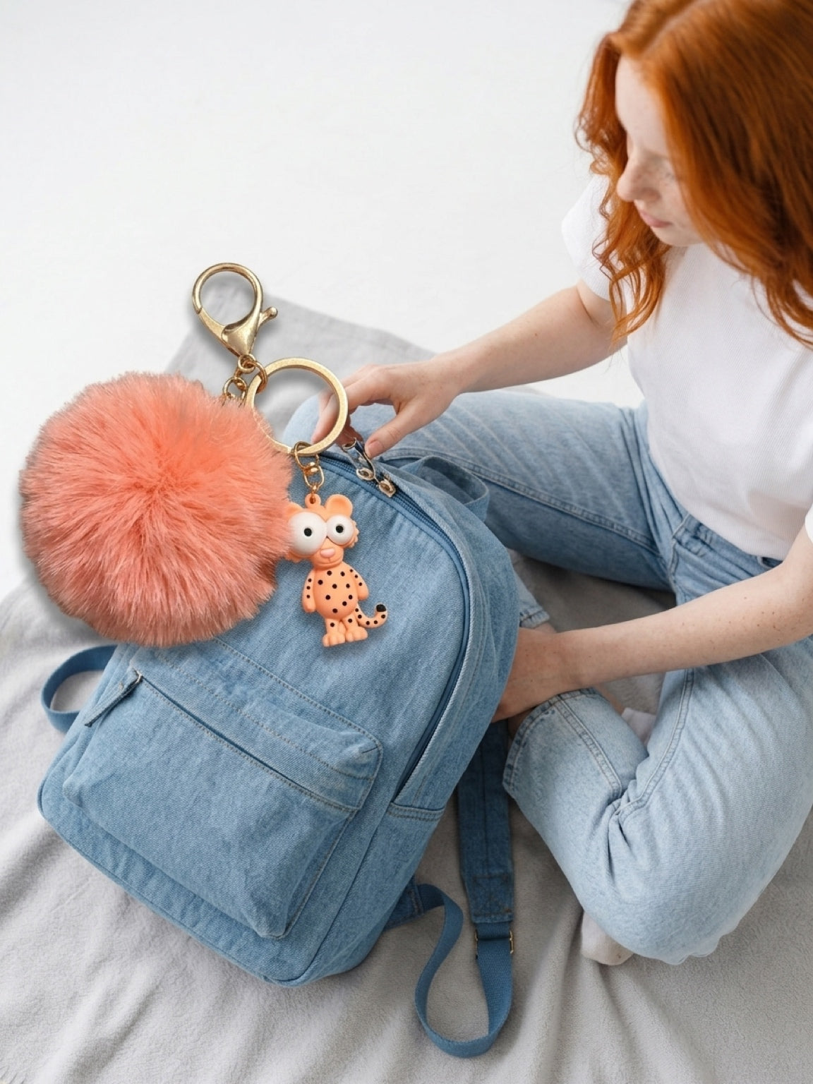Silly Peach Critter Pearl Wristlet Keychain