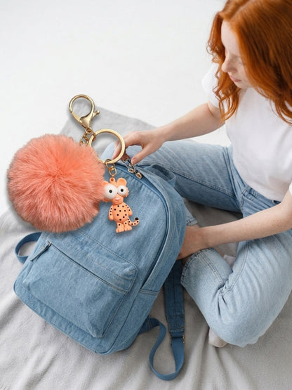 Silly Peach Critter Pearl Wristlet Keychain