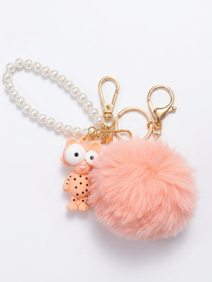 Silly Peach Critter Pearl Wristlet Keychain