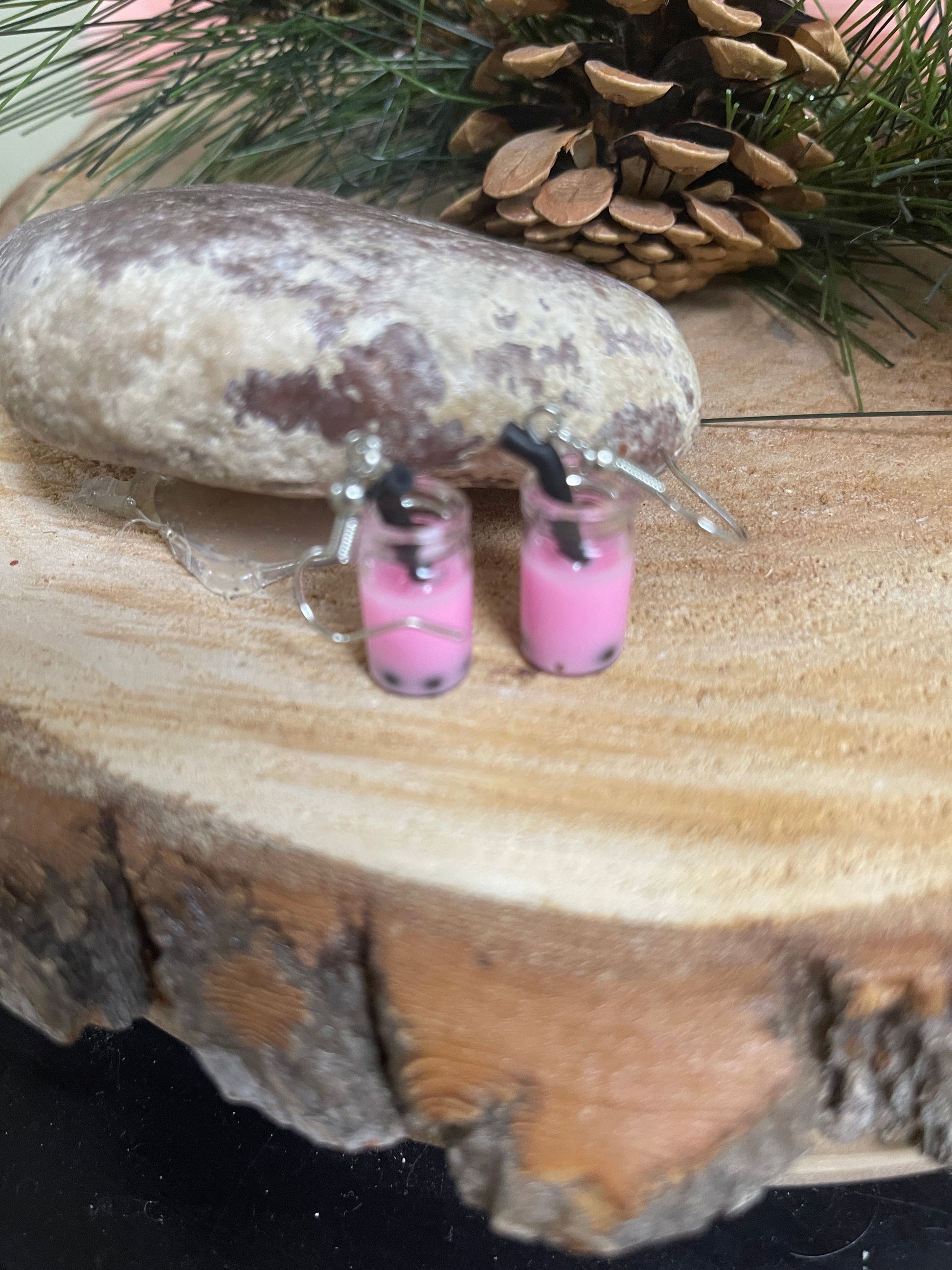 Bubble Tea charm Wire EarringPink tiful of LOVE