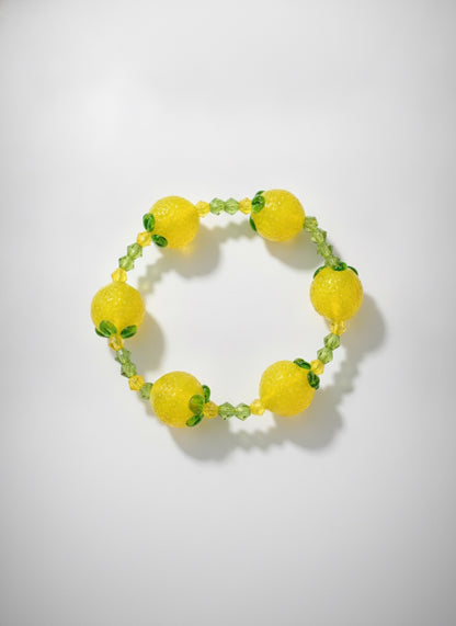 Lemon Lampwork Glass Beaded Stretch Bracelet