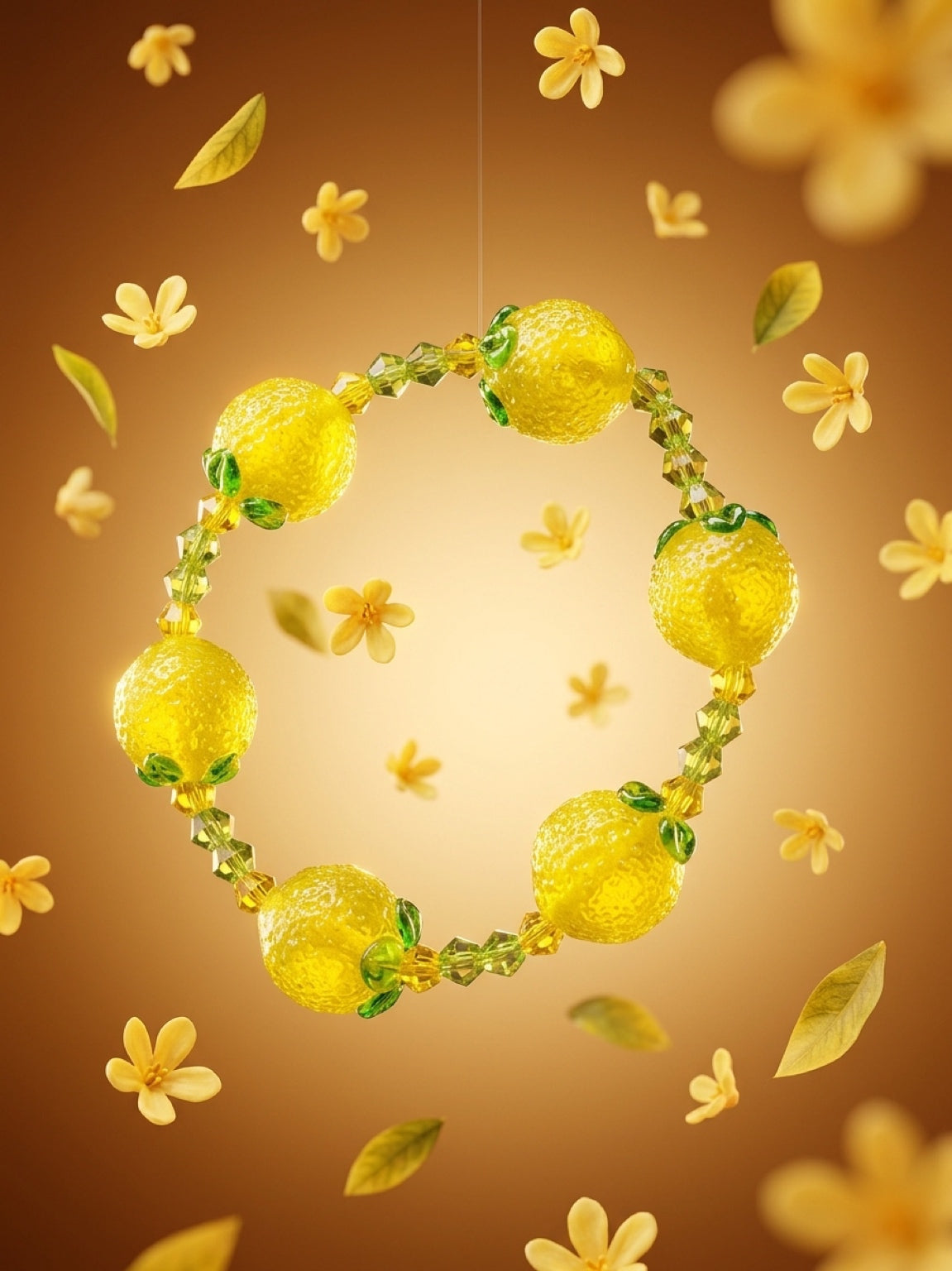 Lemon Lampwork Glass Beaded Stretch Bracelet