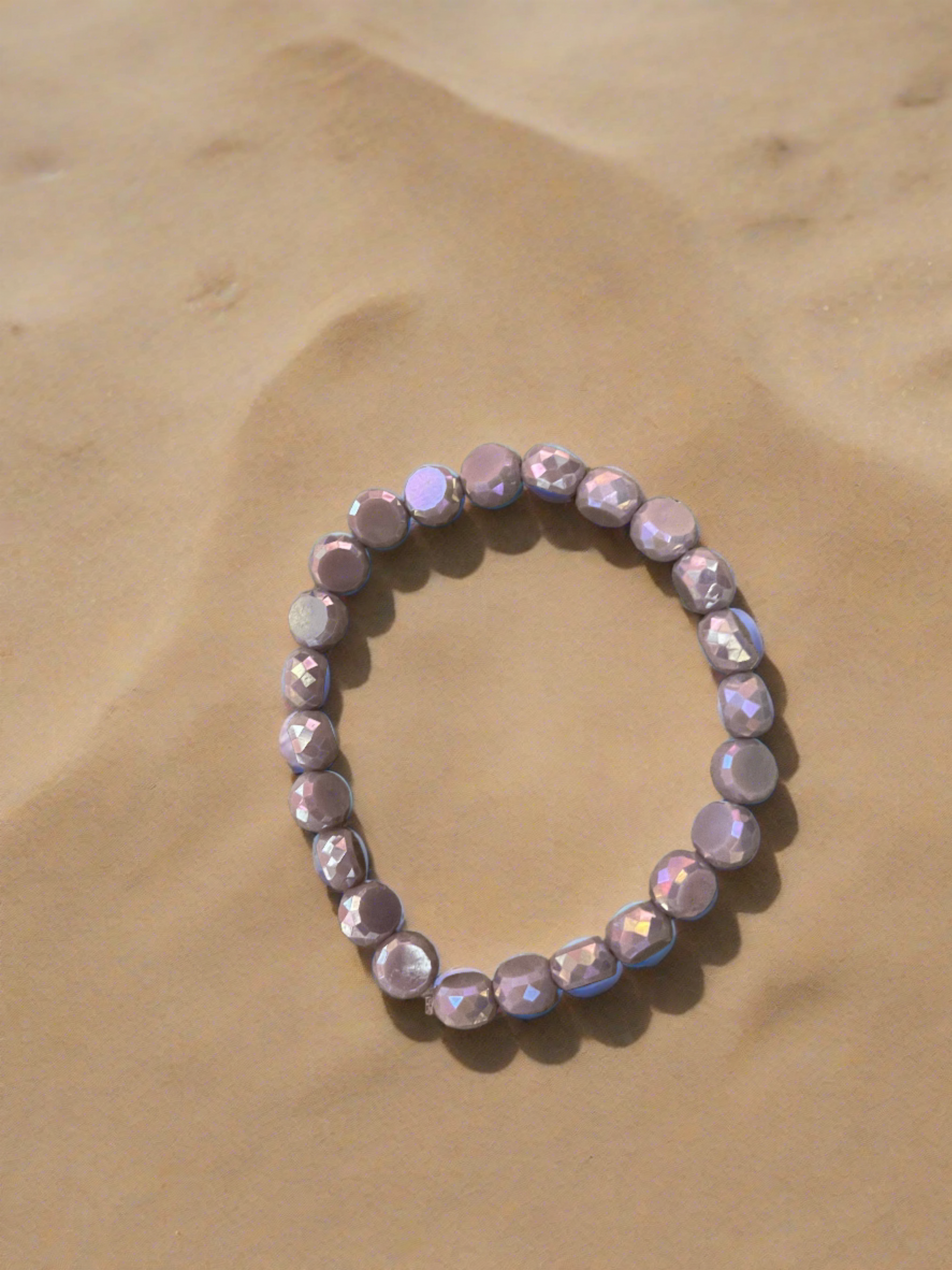 Purple faceted Marbled Faux Stone beaded Stretch braceletPink tiful of LOVE