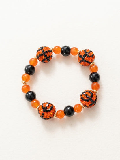 Rhinestone Basketball Beaded Stretch Bracelet