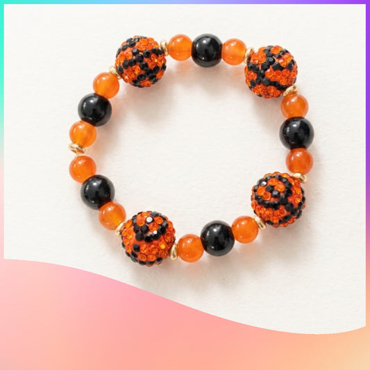 Rhinestone Basketball Beaded Stretch Bracelet