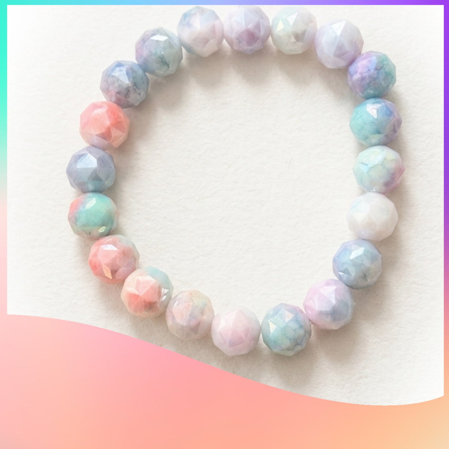 Pastel AB Dyed Glass Beaded Stretch Bracelet