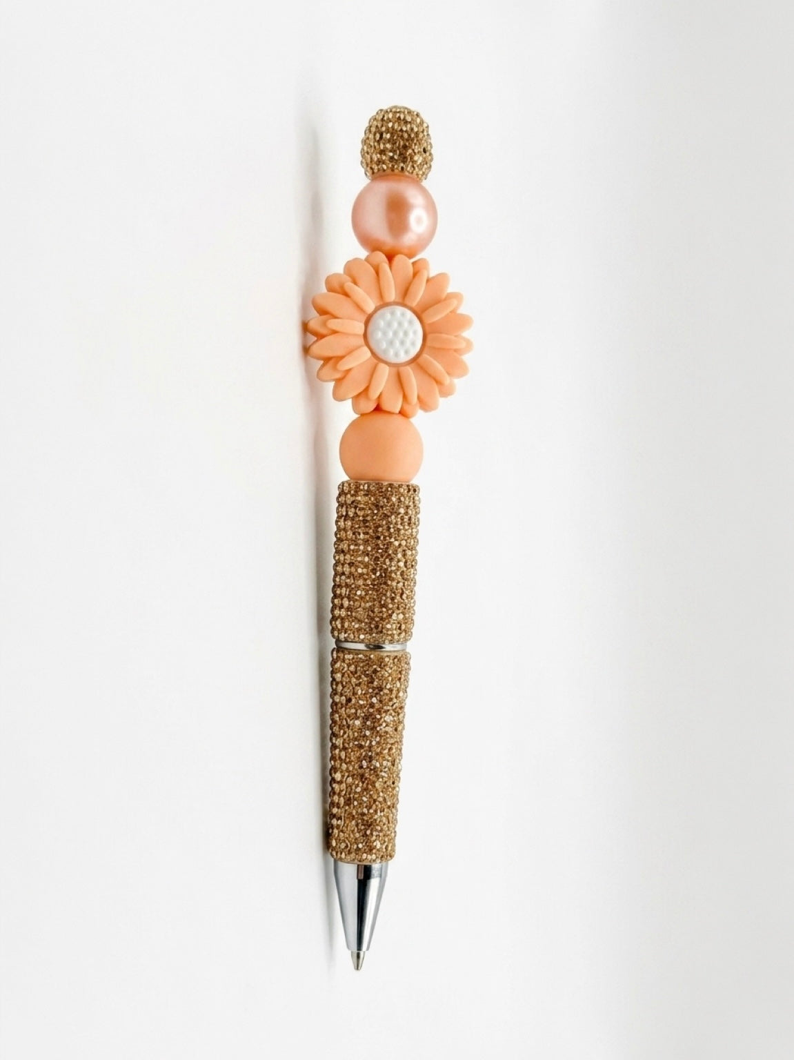 Peach Daisy Beadable Pen