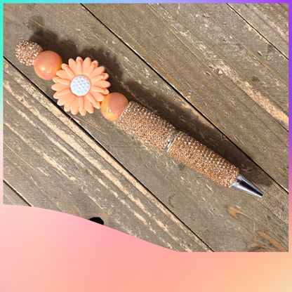 Peach Daisy Beadable Pen