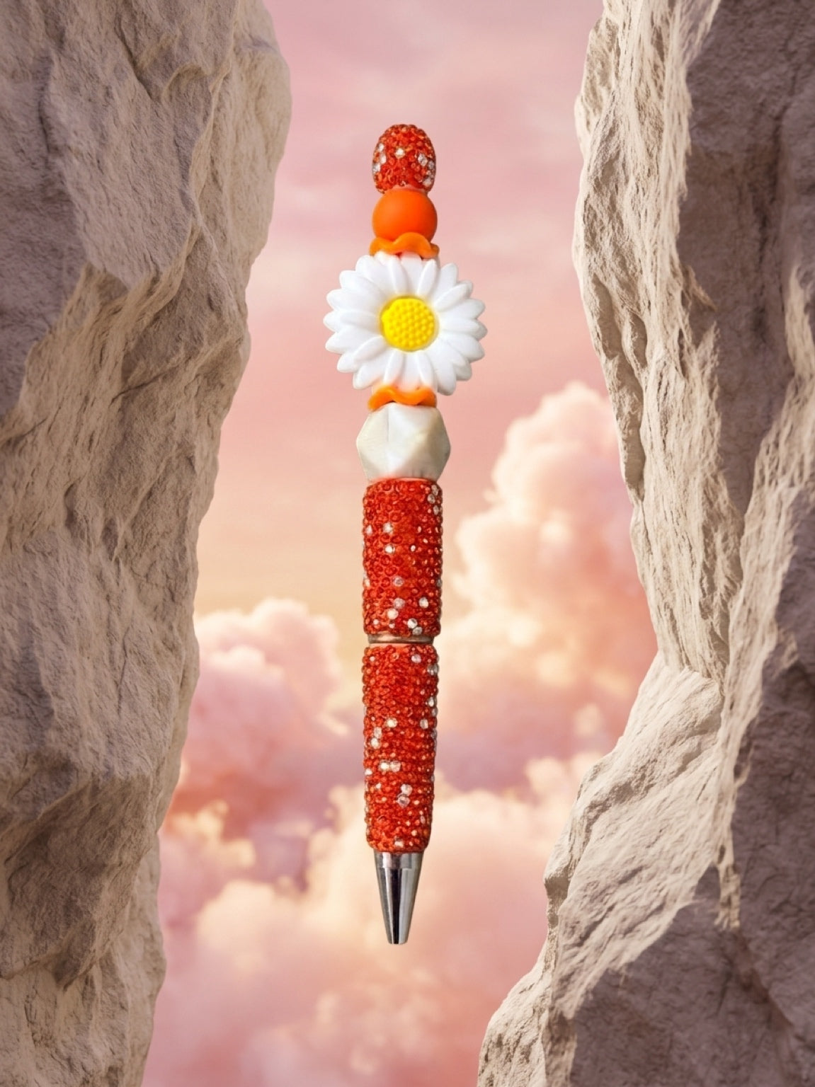 White Daisy Beadable Pen