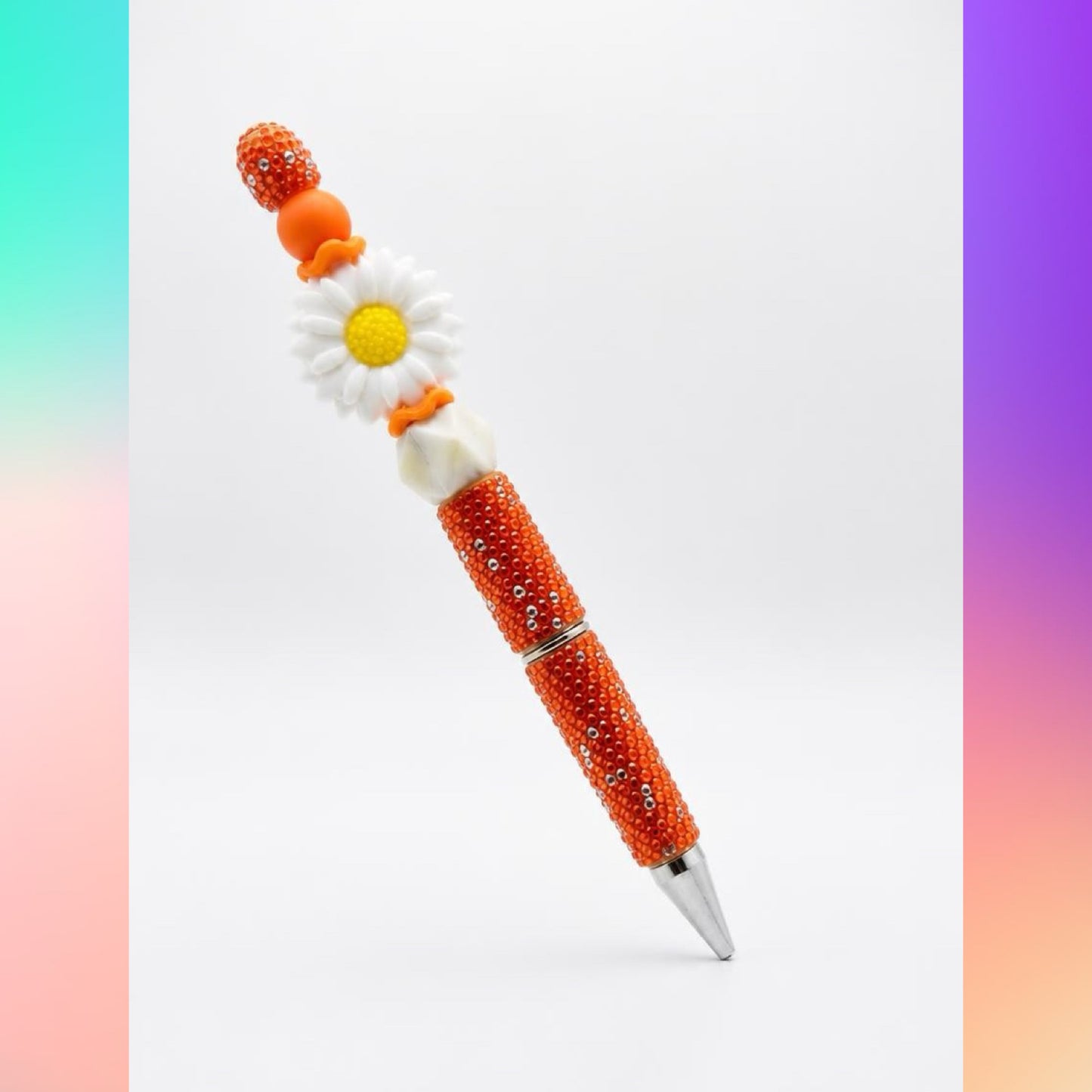 White Daisy Beadable Pen