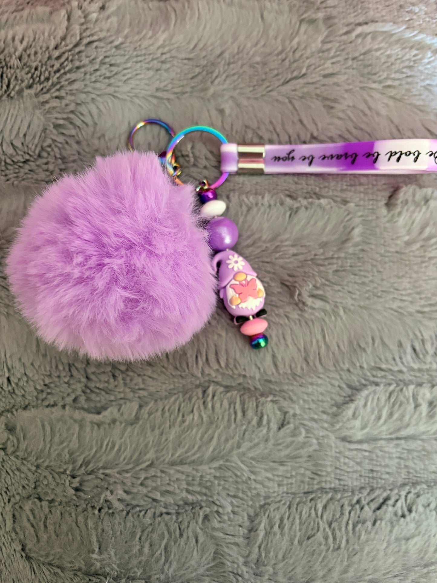 Lavender Gnome Wristlet Keychain