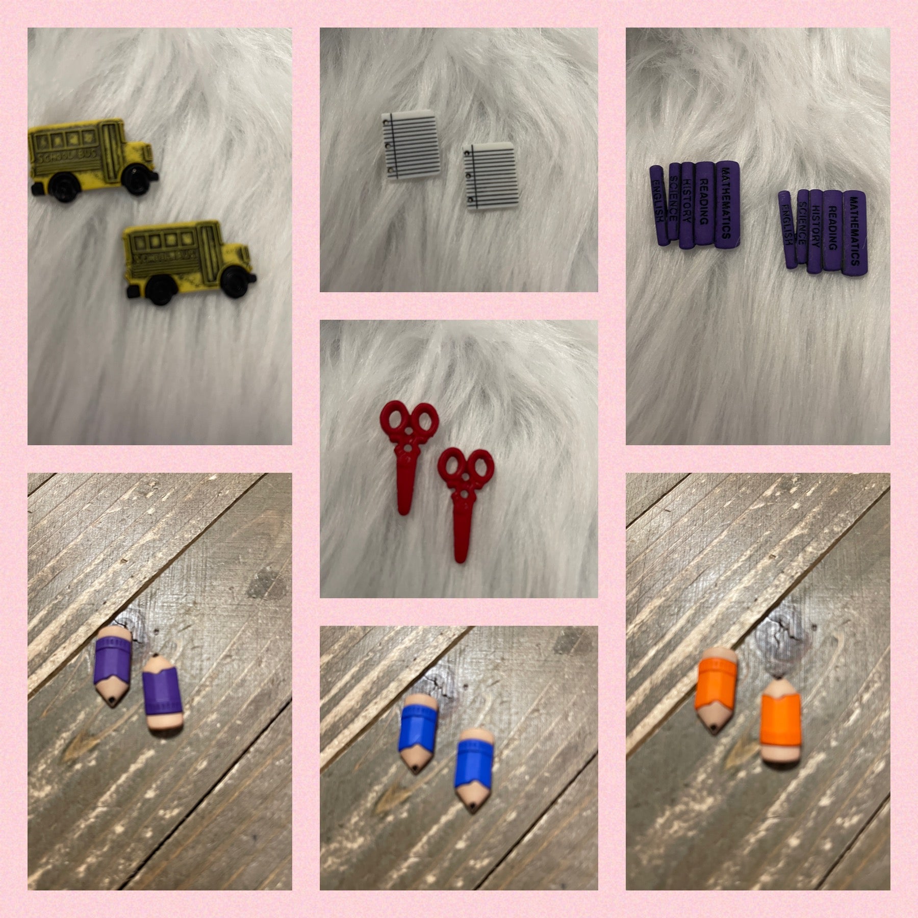 Back to School COLLECTION Stud Earrings (7 to choose from)Pink tiful of LOVE