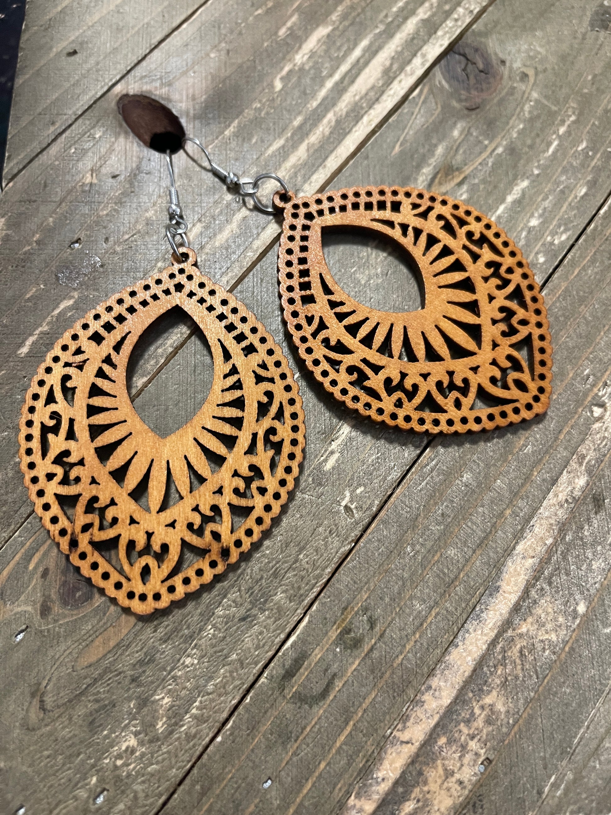 Assorted Geometric Wooden Wire Earrings-3Pink tiful of LOVE