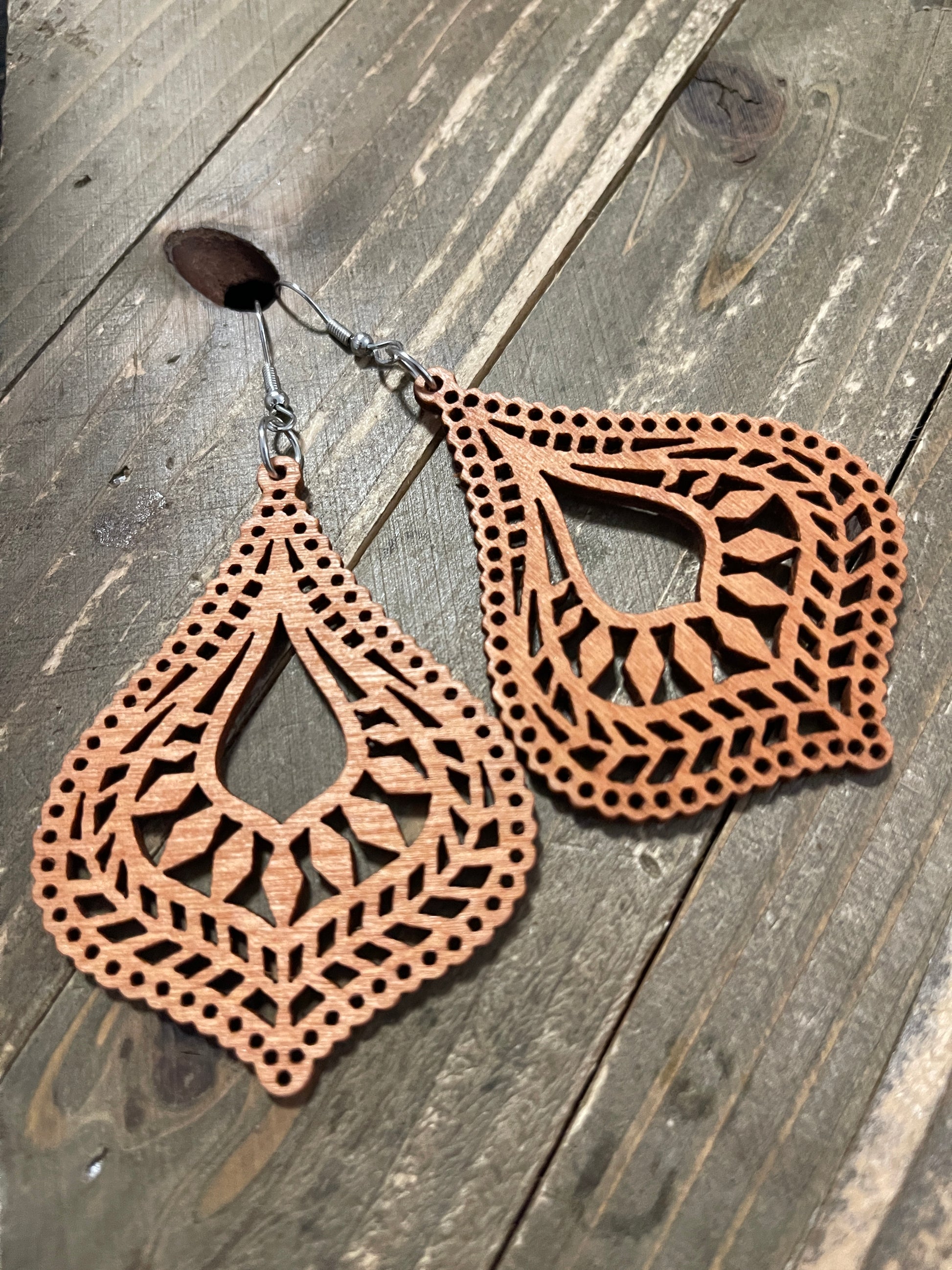 Assorted Geometric Wooden Wire Earrings-3Pink tiful of LOVE