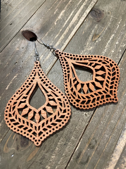 Assorted Geometric Wooden Wire Earrings-3Pink tiful of LOVE