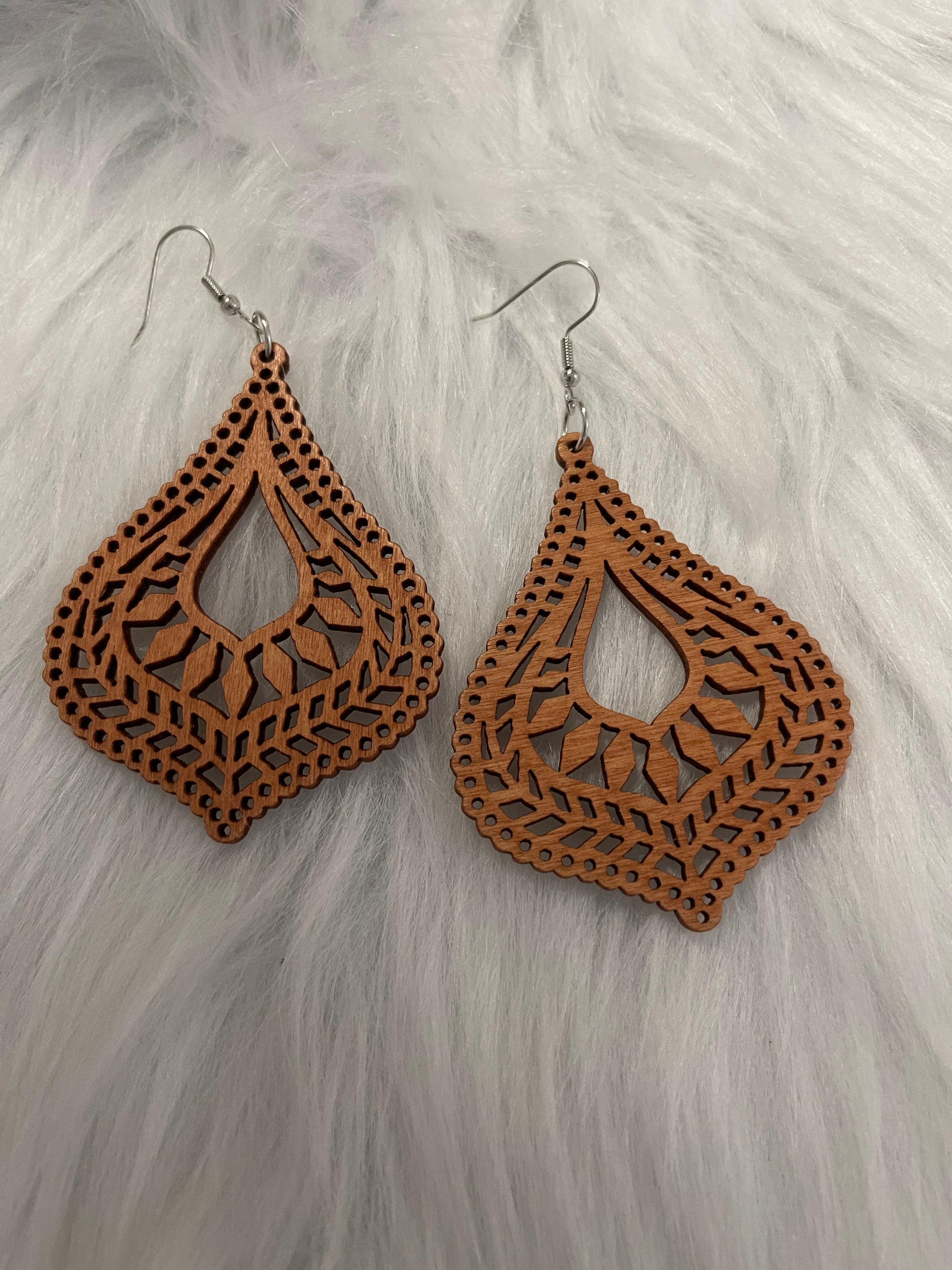 Assorted Geometric Wooden Wire Earrings-3Pink tiful of LOVE