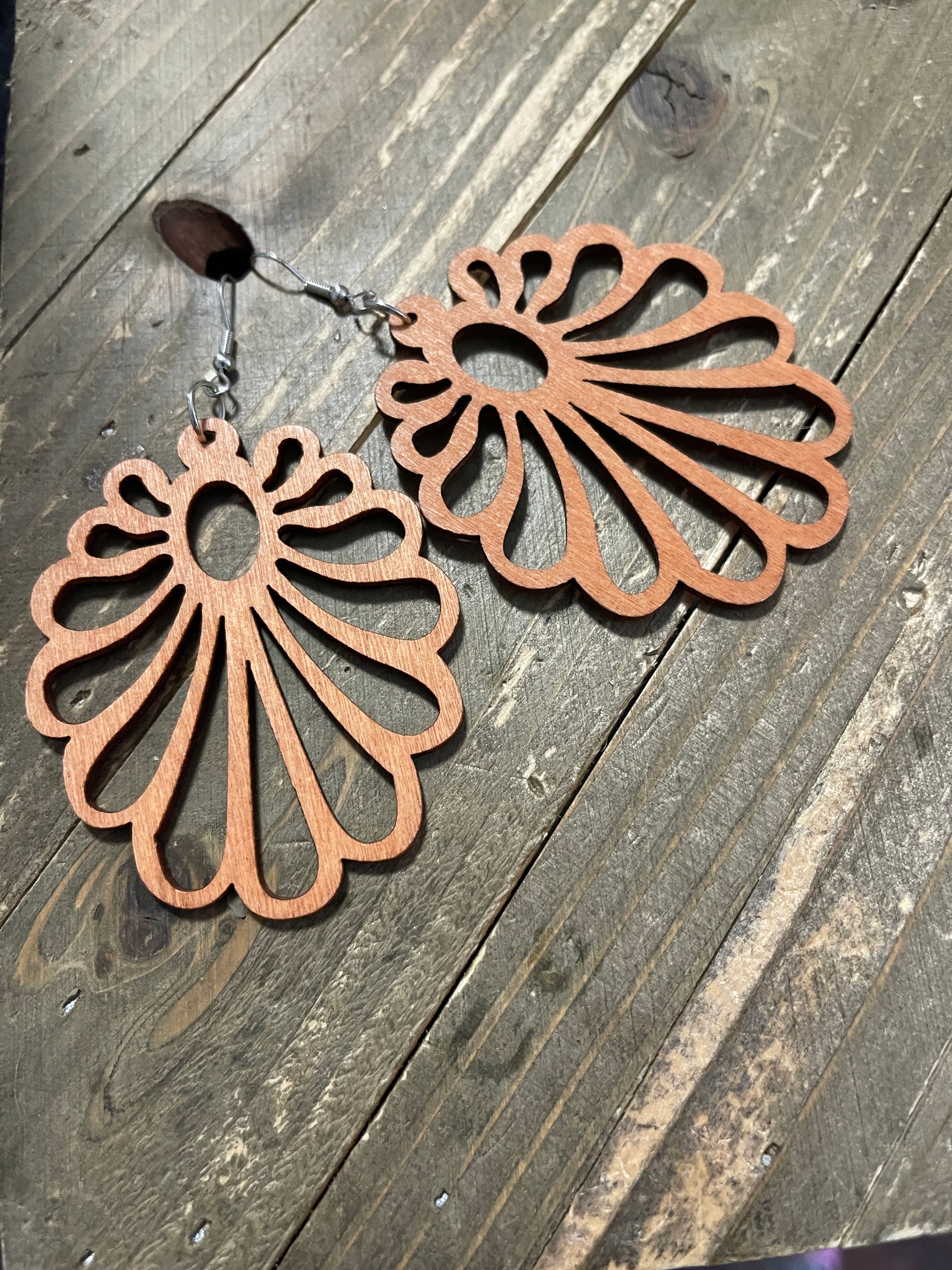 Assorted Geometric Wooden Wire Earrings-3Pink tiful of LOVE