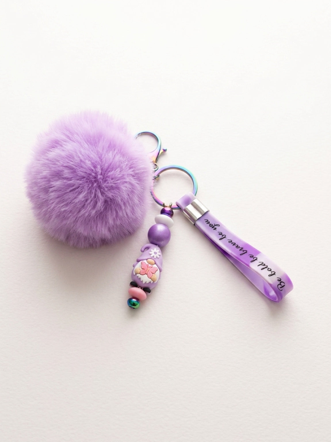 Lavender Gnome Wristlet Keychain