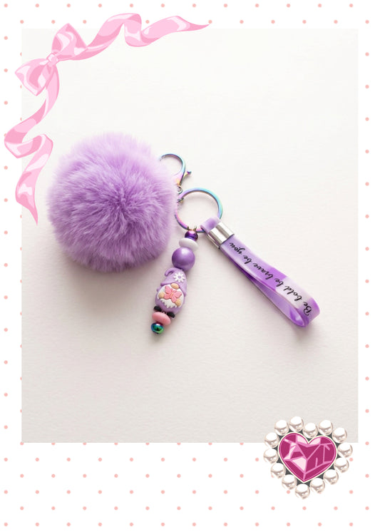 Lavender Gnome Wristlet Keychain