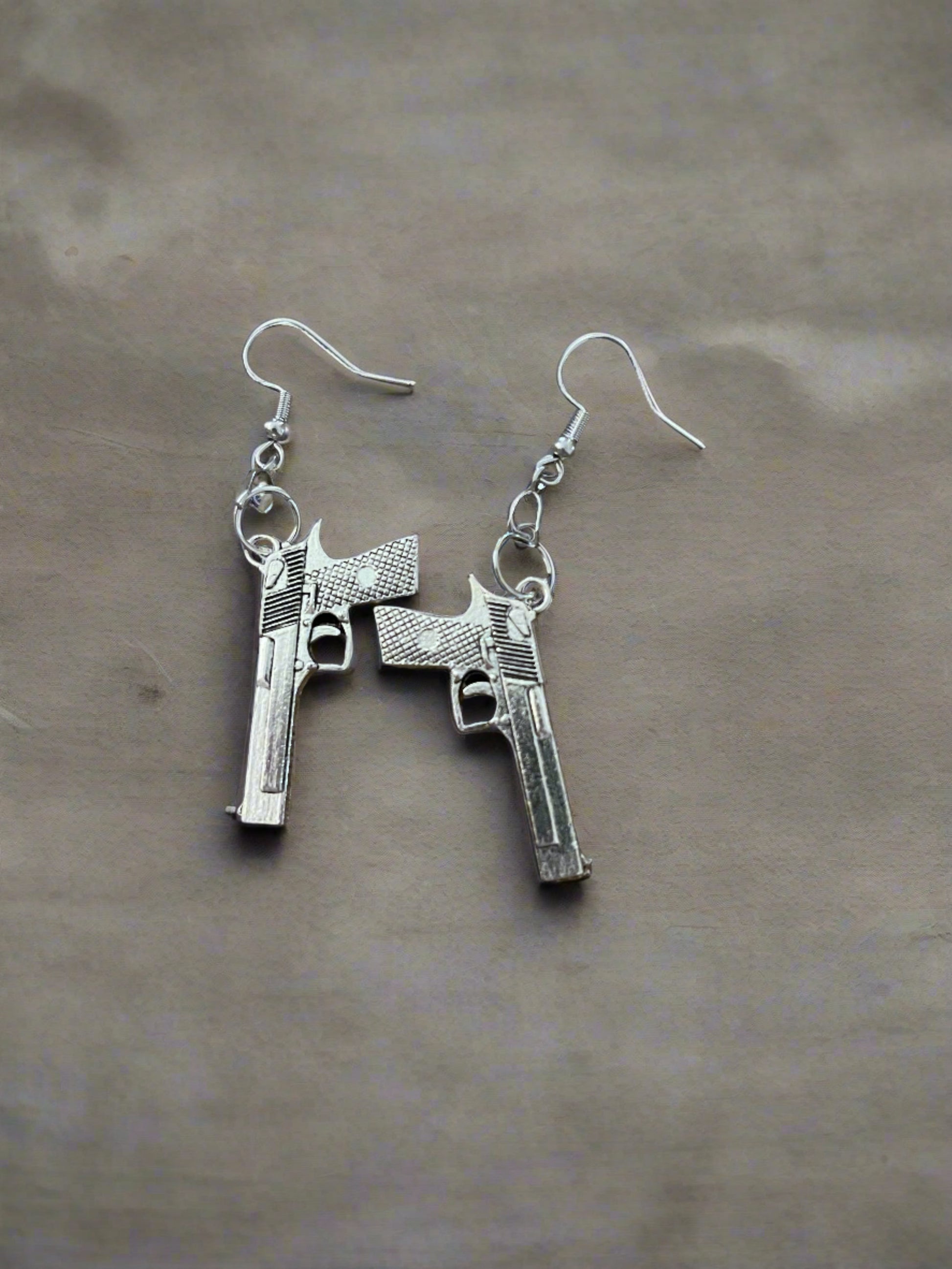 Antique Gun Charms Silver Toned Wire EarringsPink tiful of LOVE