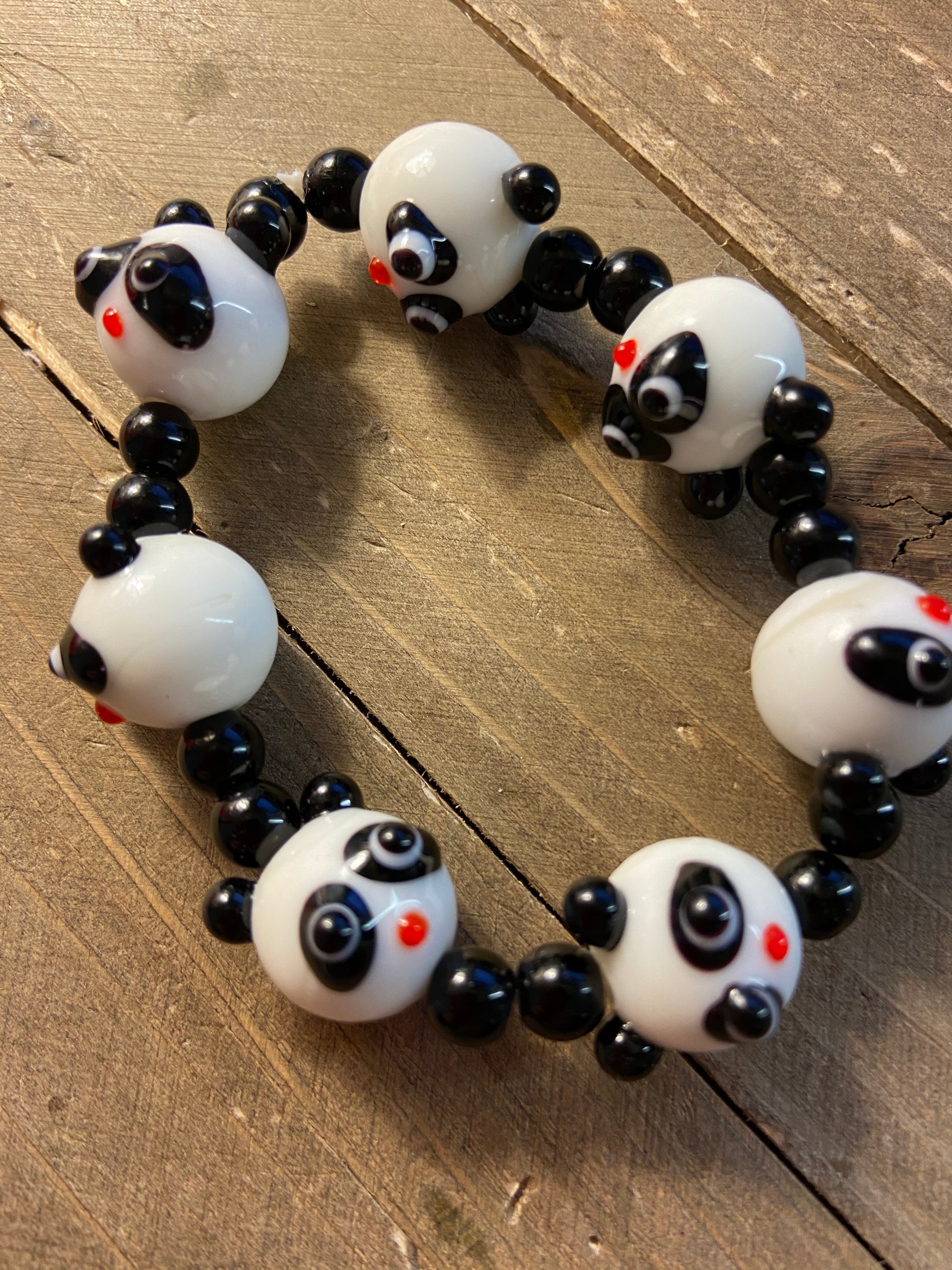Glass Panda Beaded Elastic/Stretch BraceletPink tiful of LOVE